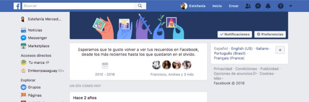 Recuerdos de Facebook